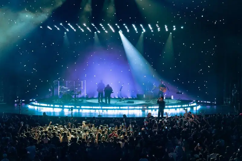 Stage with blue and purple lighting