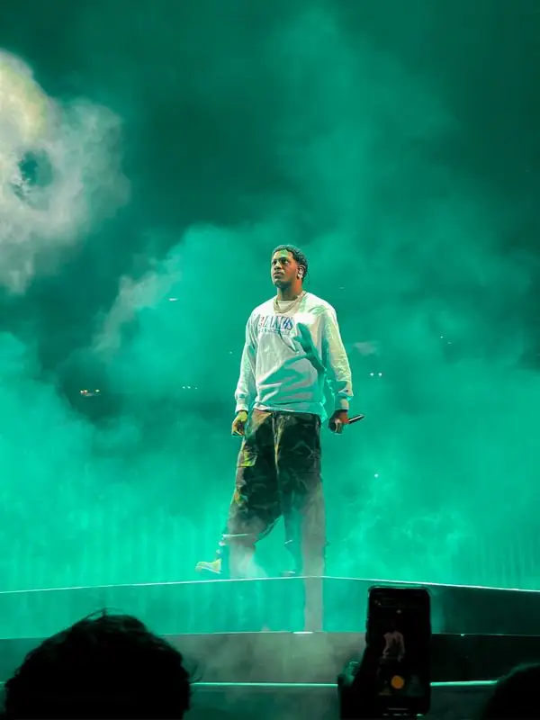 Performer with green smoke